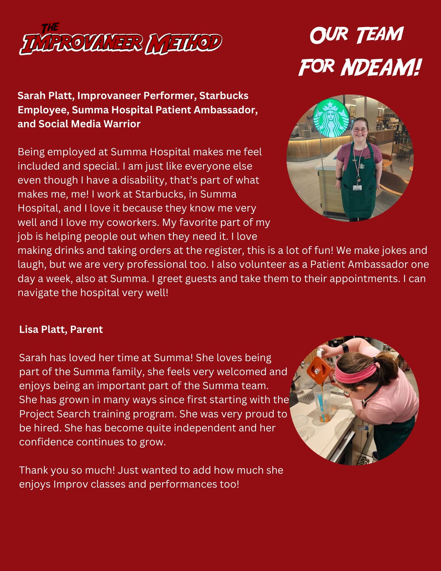 Today's #NDEAM featured Improvaneer discussing what MEANINGFUL employment means to them is the Social Media guru.... Sarah Platt ! 

#downsyndromeawarenessmonth 
#NDEAM