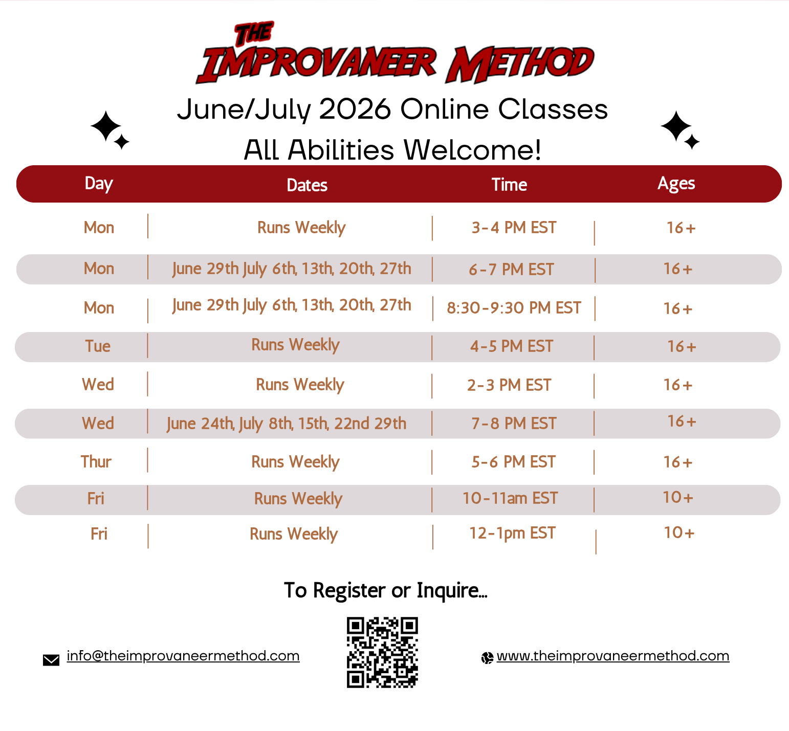NEW Improv For All (IFA) Online Classes! 