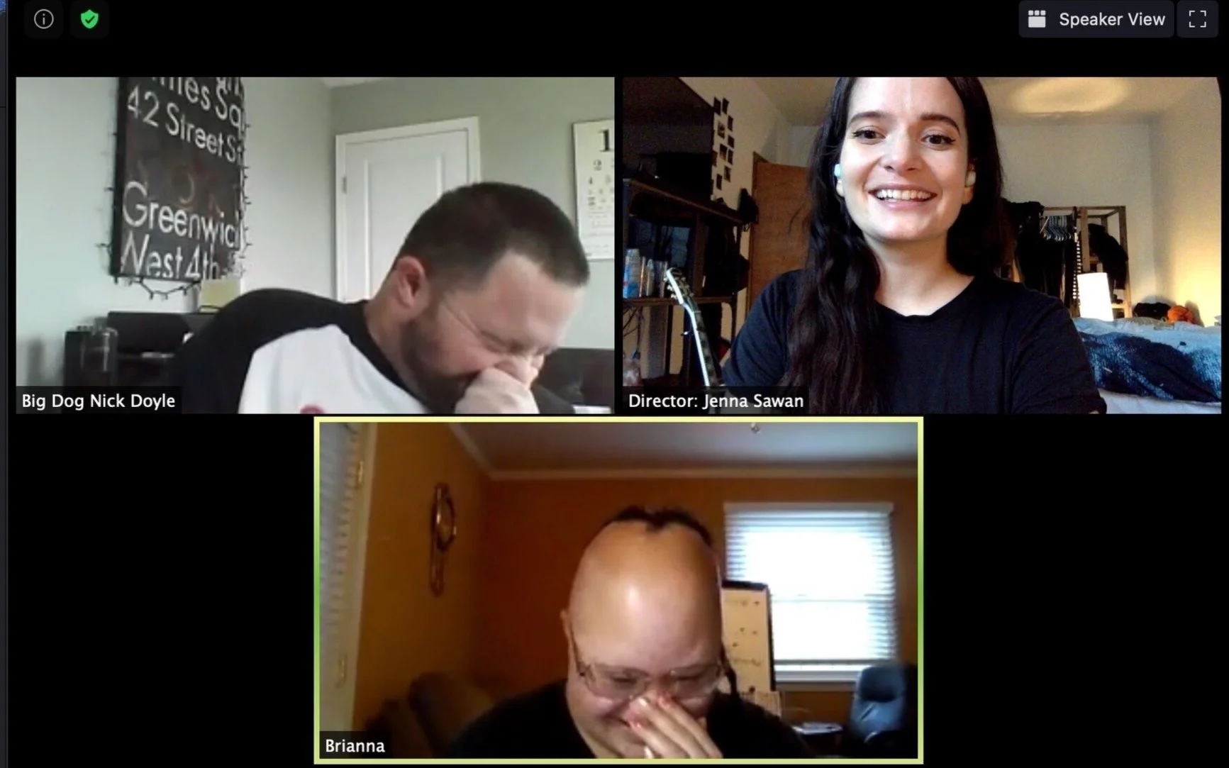 Three individuals on a Zoom call