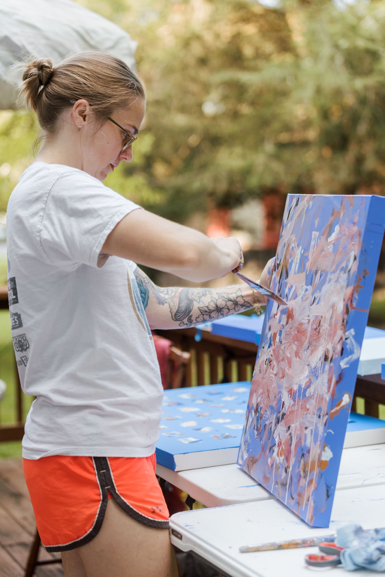 Artist Marcy Parks painted live on the side deck.