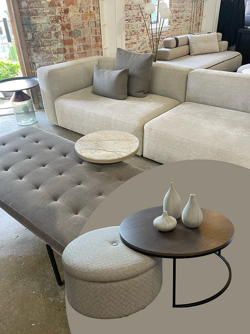 Cantilevered Side Tables &amp; Ottomans