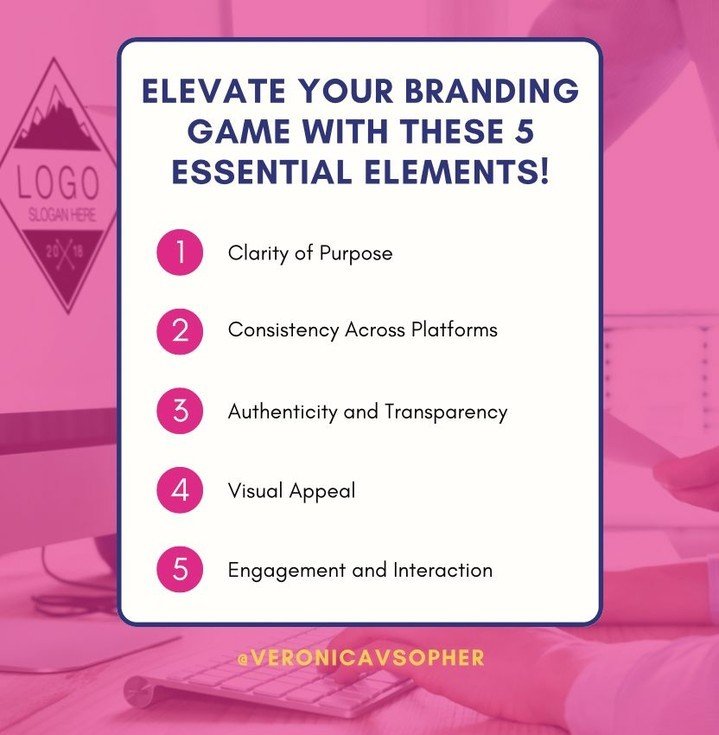🚀 Elevate your branding game with these 5 essential elements! 🚀

1. Clarity of Purpose: Your brand should speak volumes about who you are and what you stand for. Define your mission, values, and unique selling points to captivate your audience and 