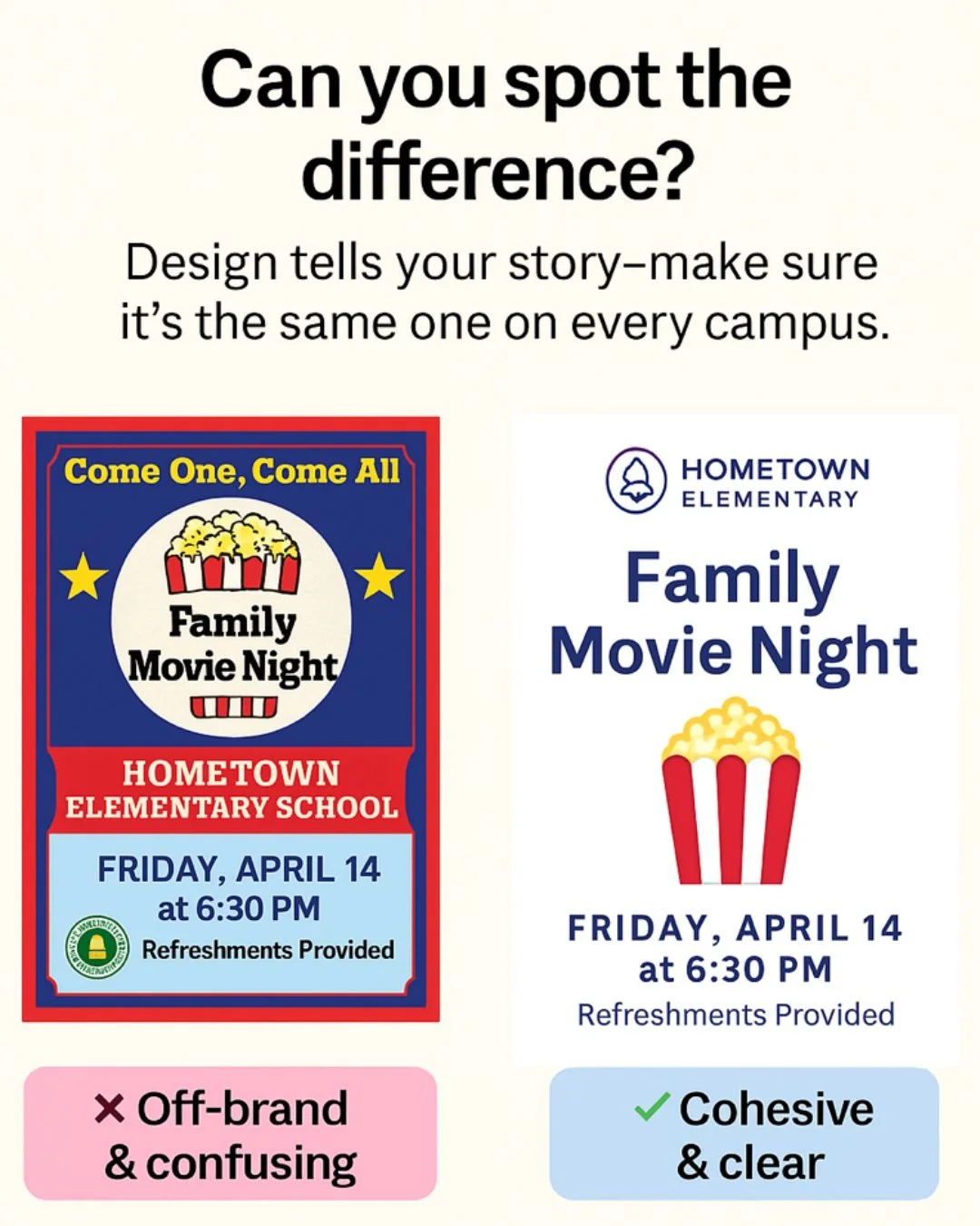 ✨ Your visuals speak before your words do.

When families see your flyer, they instantly decide:
➡️ &ldquo;This looks organized.&rdquo;
or
➡️ &ldquo;This looks confusing.&rdquo;

The difference? Consistency.

Cohesive visuals build trust because they