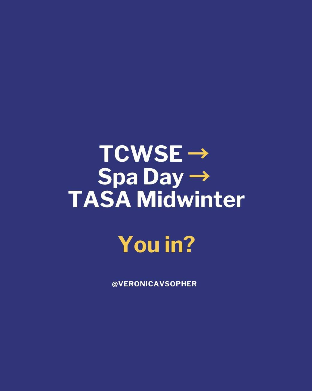 January in San Antonio is going to be BUSY in the best way.

First up: TCWSE.

Then: TASA Midwinter

And right in between?

✨ A very special spa day on January 25 that I&rsquo;m hosting with some amazing sponsors &mdash; created just for women leader