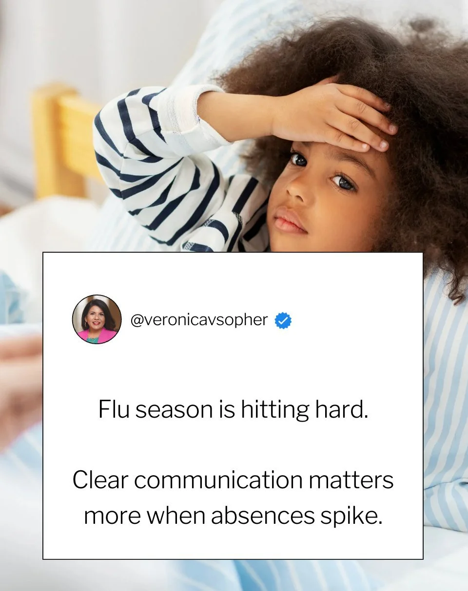 Flu season is hitting hard right now.

And when absences spike, communication gets&hellip; tricky.
Parents want clarity.
Staff want consistency.
And no one wants to reinvent a message at 9:30 PM.

If your district needs a ready-to-share graphic or me
