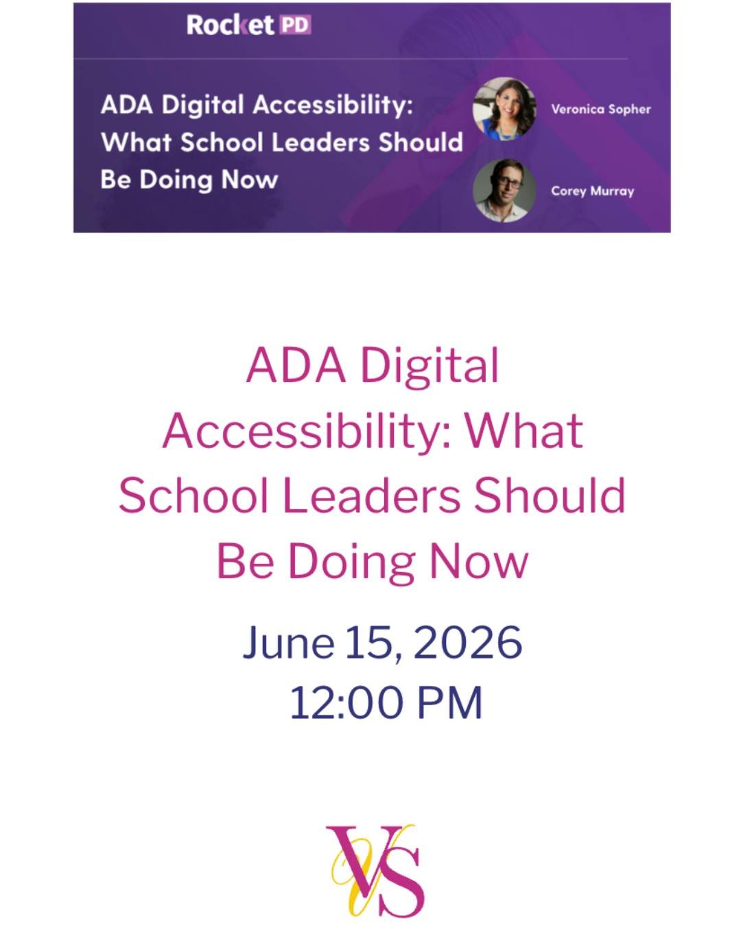 Here's what I keep hearing from district leaders:

"We know we need to deal with ADA digital accessibility. We just don't know where to start."

That's exactly the conversation I'm having on June 15. 

This is not a compliance lecture, nor 