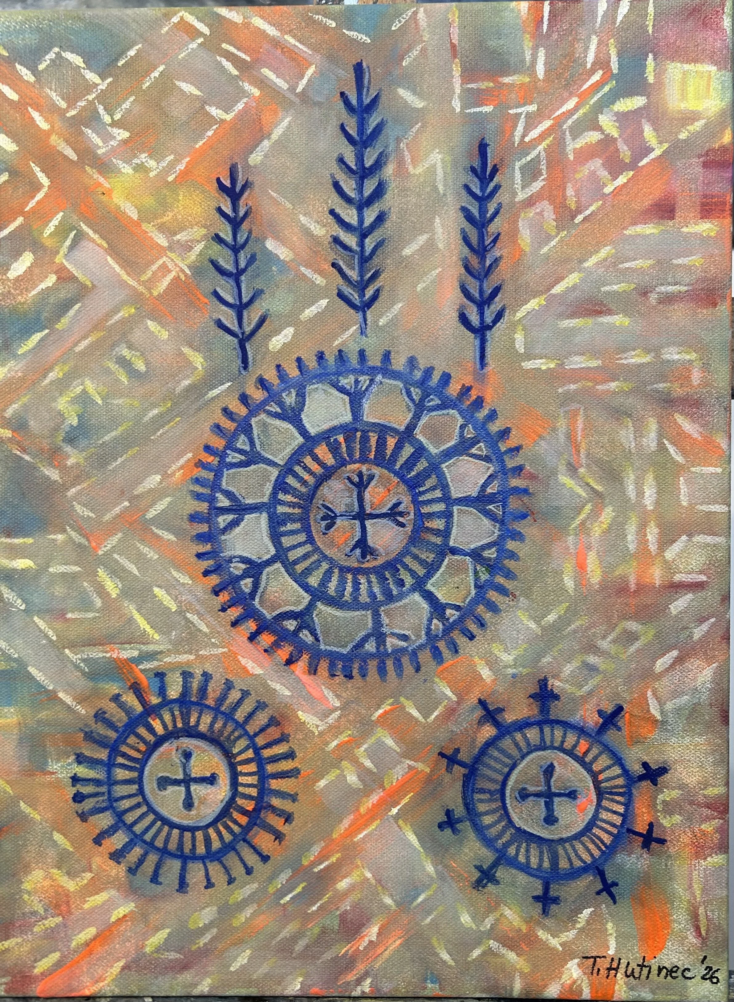 107 Ancestral Tatoes Croatian tattoos) 2026 _acrykic and oil on canvas_12x16.jpeg