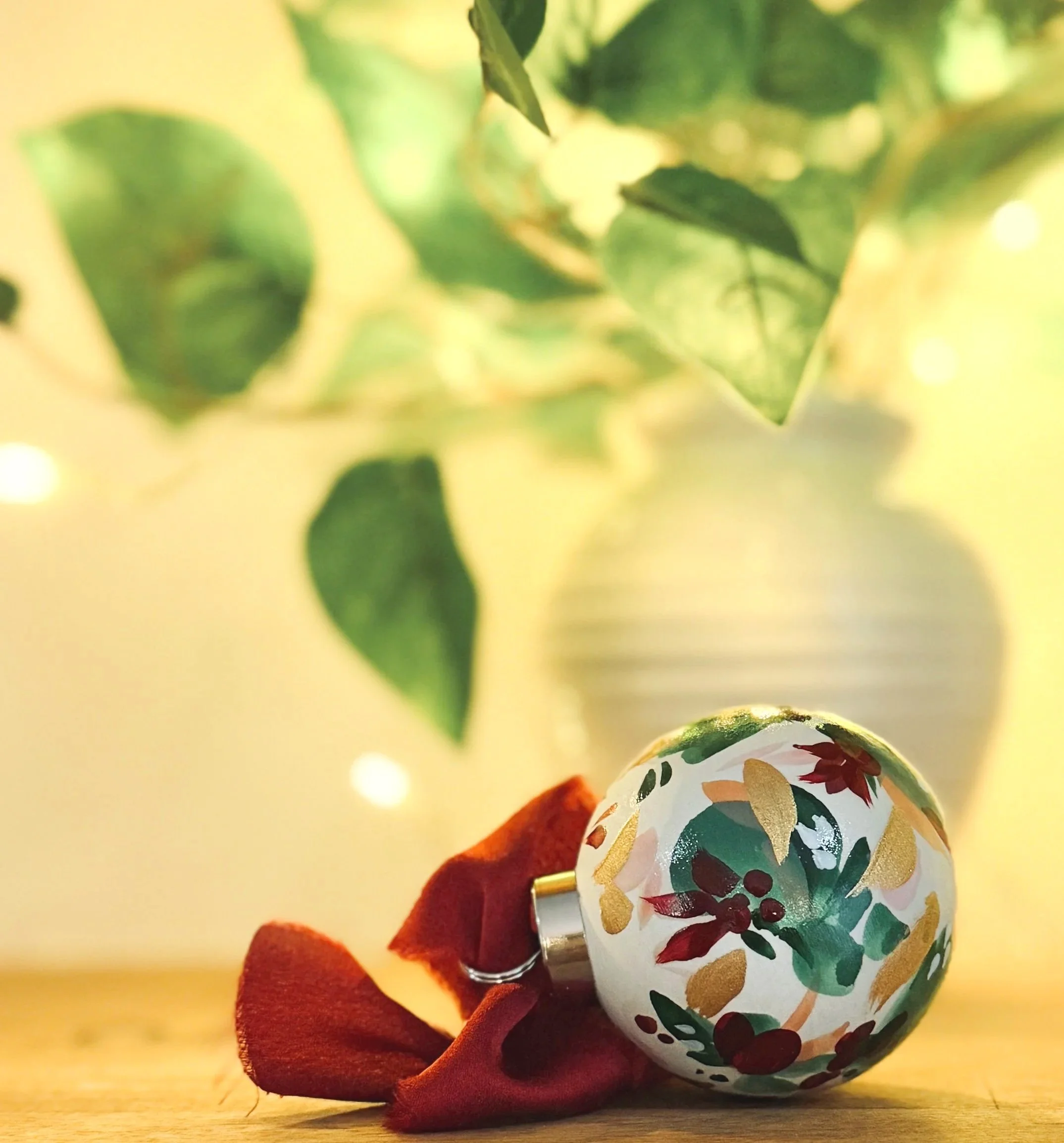 "Holly" Ceramic Ornament (Round)