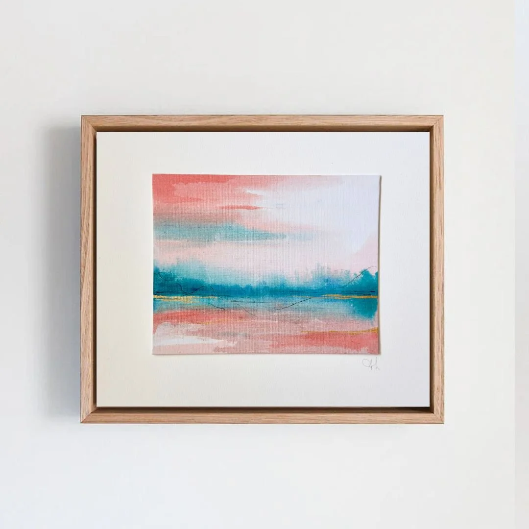 "west coast love letters"  |  ink + mixed media on canvas board, mounted on panel