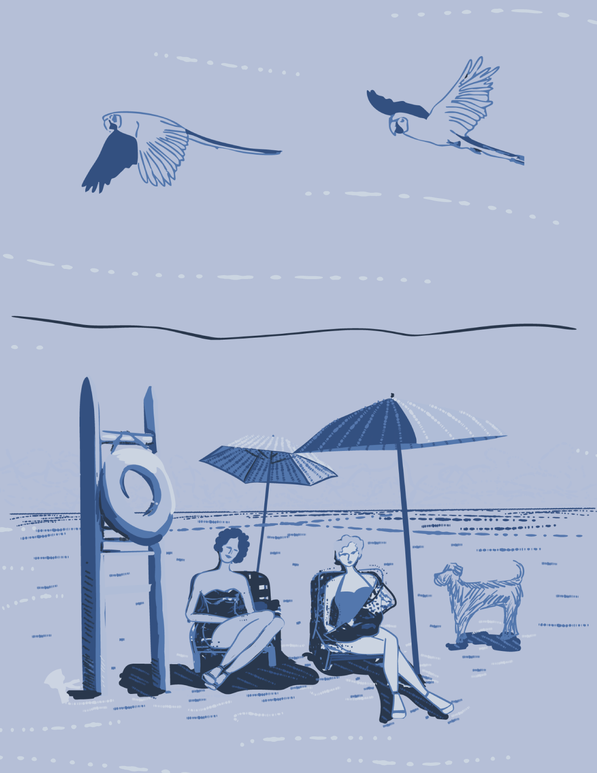 Beach Girl 60s -  with dog blue.png