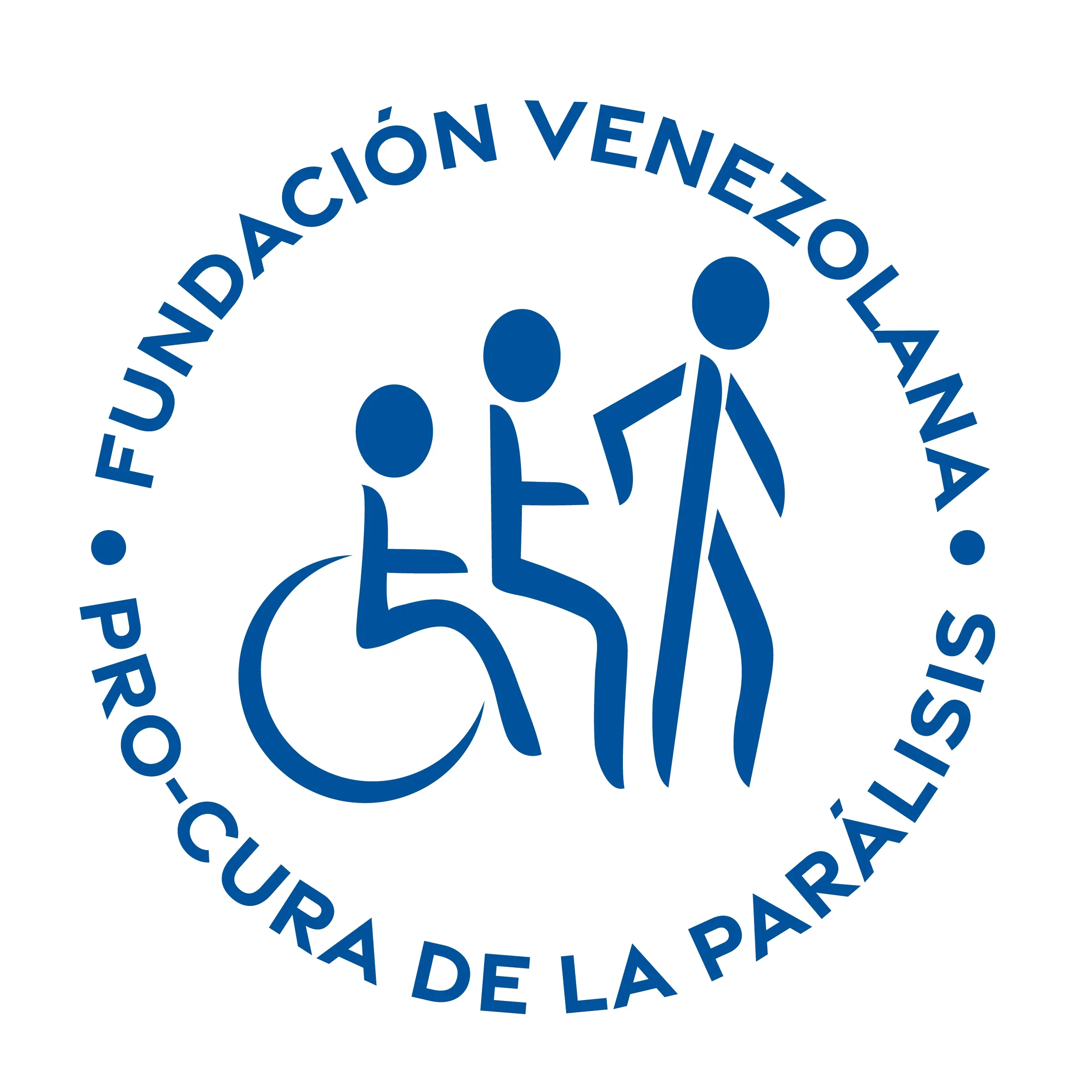 Circular logo with blue text reading "Fundación Vicente Pérez del Aapo" encircling a stylized blue figure of a person with oval head and simple body, holding hands with two additional oval figures.