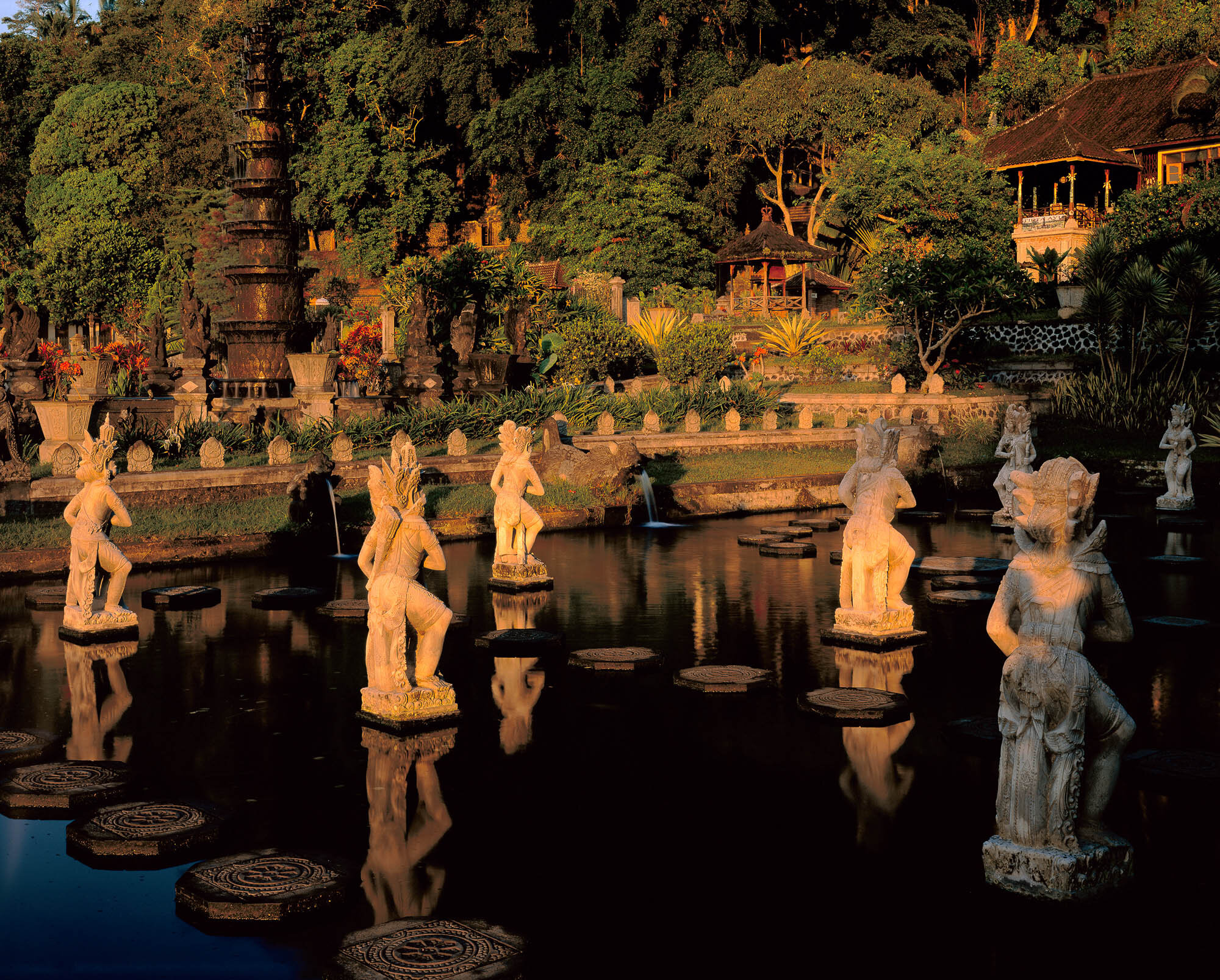 Legong Dancers Pool at Dawn, Tirta Gangga; Karangasem, Bali, Indonesia