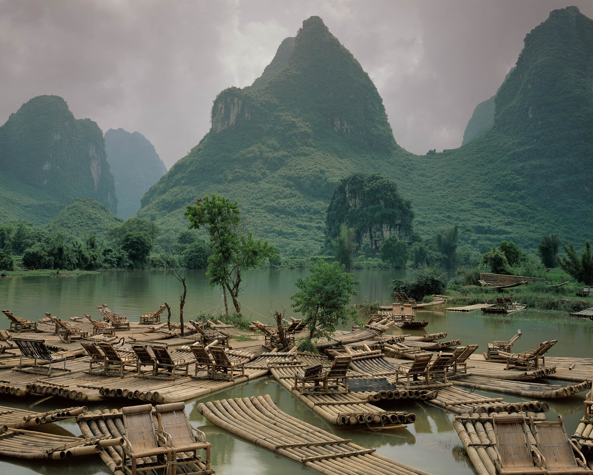 Bamboo Rafts, Little Li River; Guilin Valley, China