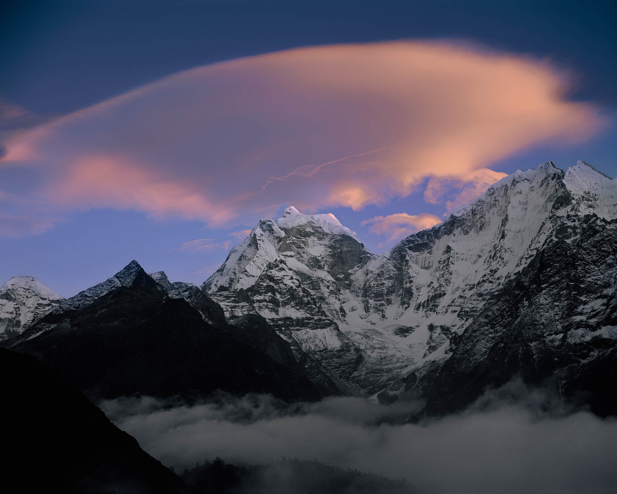 Wave Cloud over Kangtega, Thamserku; Khumbu Himalaya, Nepal