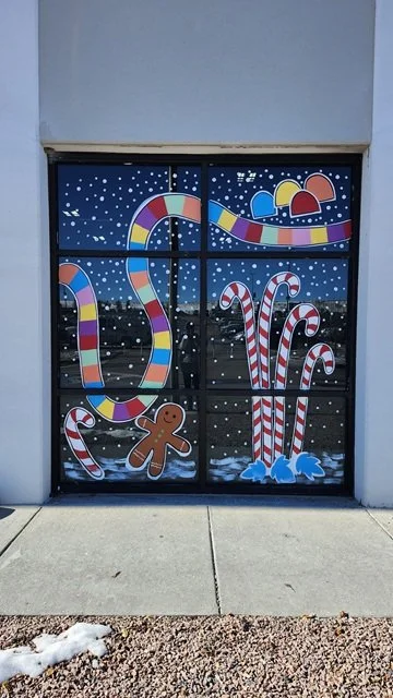 Candyland Theme Holiday Windows