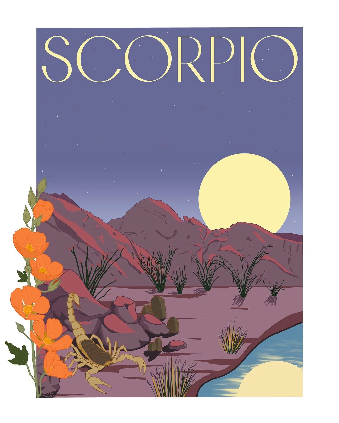 Tag a #Scorpio 🦂🧡
🌕🌱🌕🌱🌕🌱🌕🌱🌕🌱🌕🌱🌕
A land based interpretation of Scorpio, as told by the full moon shining down on the Sonoran desertlands of the Coahuila and Kumeyaay. Featuring Apricot Mallow (Sphaeralcea ambigua) blooms, Ocotillo (Fou