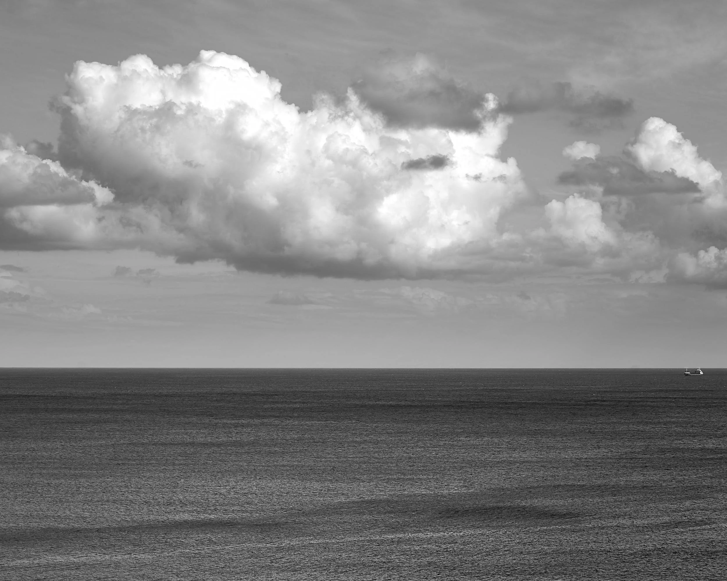 Clouds and Ship Portscatho Beach, Cornwall