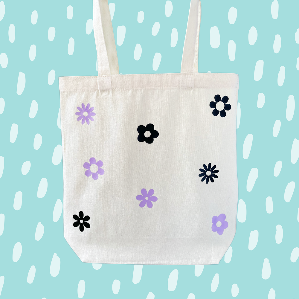 Retro Flowers Canvas Tote Bag — Soul Queen Art Art, Gifts
