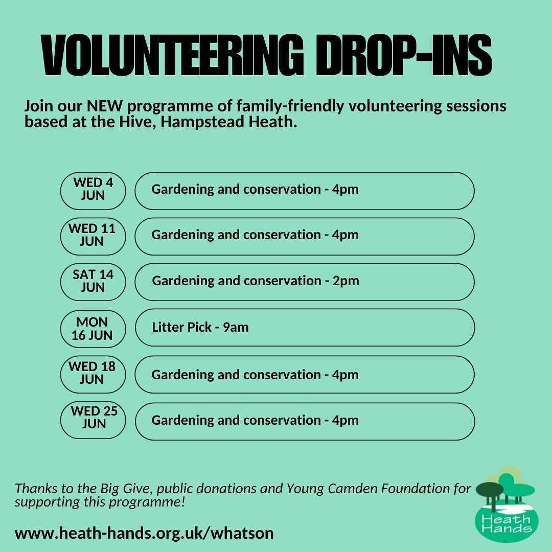 If you’re not sure you could commit to regular volunteering, but fancy giving it a try, why not join one of our drop-in volunteering sessions? June dates pictured here and more dares posted to our website each month.
All welcome, including chi