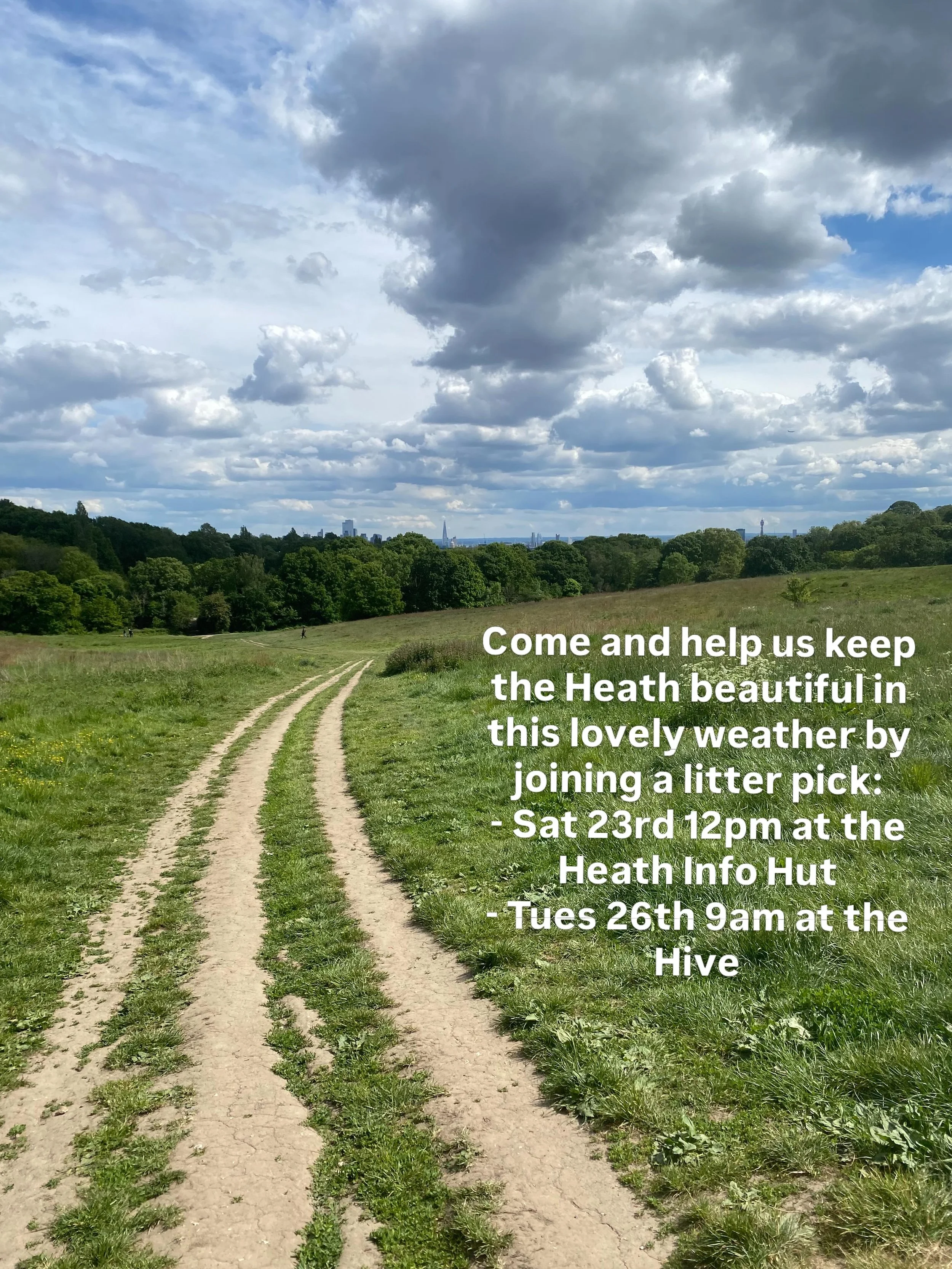 The Heath will be very busy over the long weekend - come and help care for it at our upcoming litter picks:
- Sat 23rd 12pm at the Heath Info Hut (and every Saturday at 12)
- Tues 26th 9am (post bank holiday) at the Hive

More info: Heath-hands.org.u