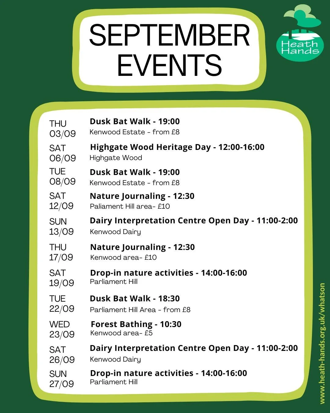 It's the first of the month - you know what that means! Our activity programme and drop-in sessions for the month just landed 🙌 With nature journaling, forest bathing, bat walks and more, there's something for everyone. Don't forget to check out our
