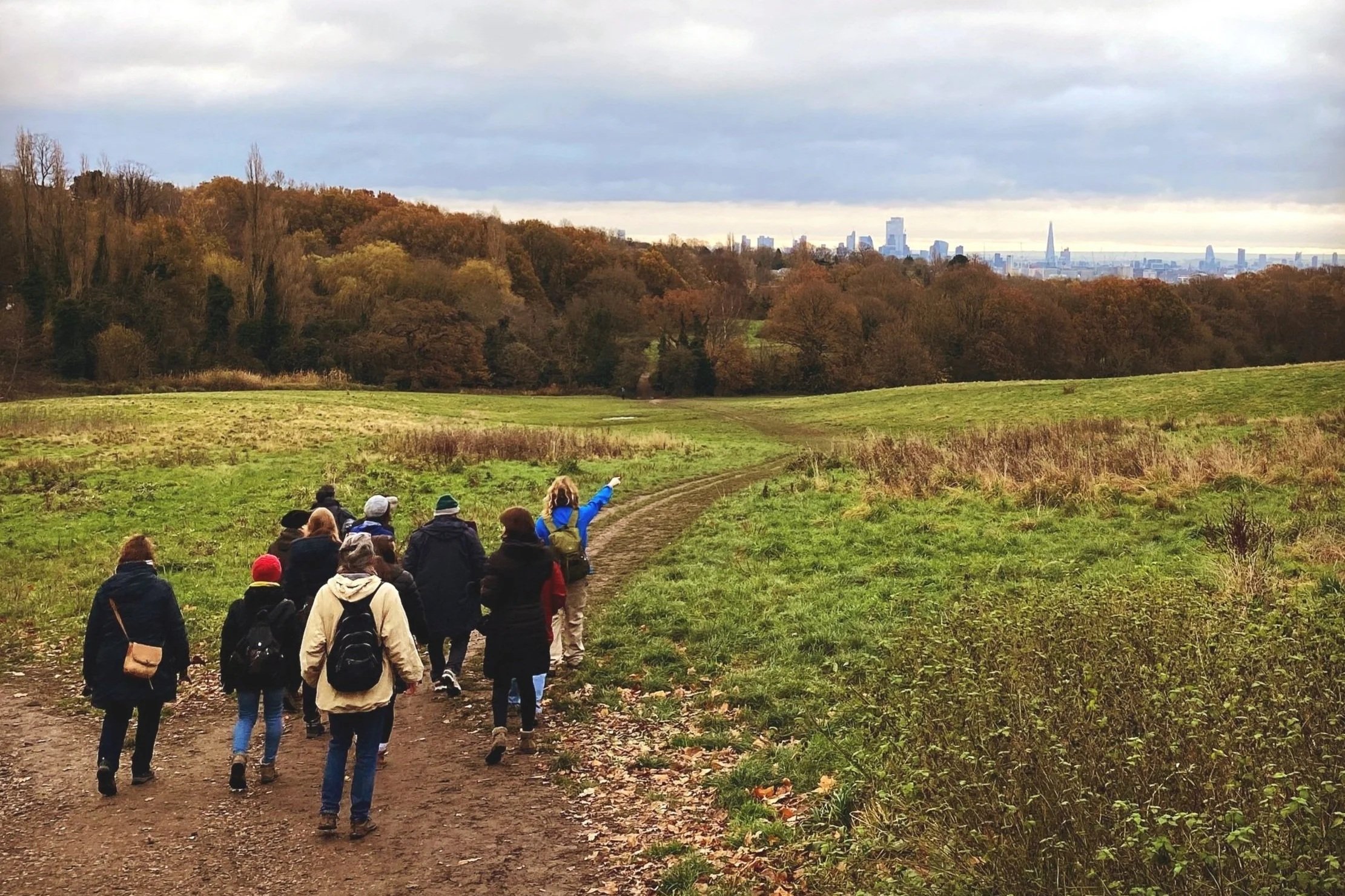 group walking on hampstead heath