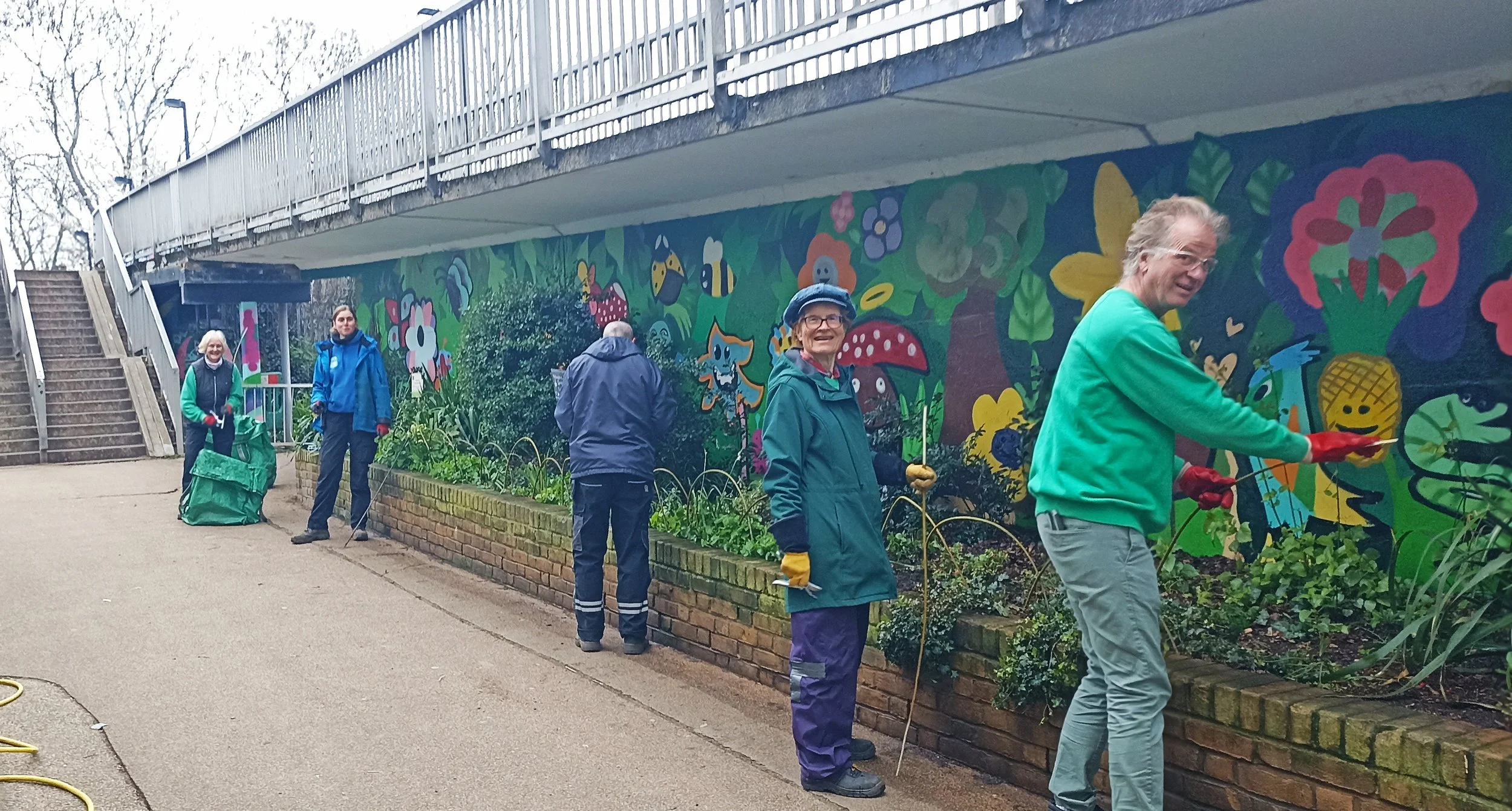 Volunteers gardening at Savernake Bridge