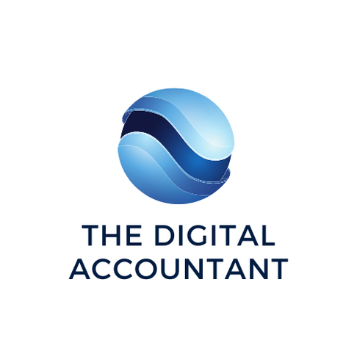 A spherical logo with flowing blue wave shapes and the text "The Digital Accountant" underneath.