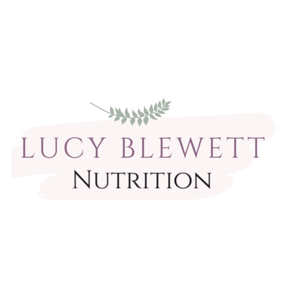 Lucy Blewett Nutrition logo with a green leafy branch above the purple text that reads 'LUCY BLEWETT' and black text below that reads 'NUTRITION' against a white background.