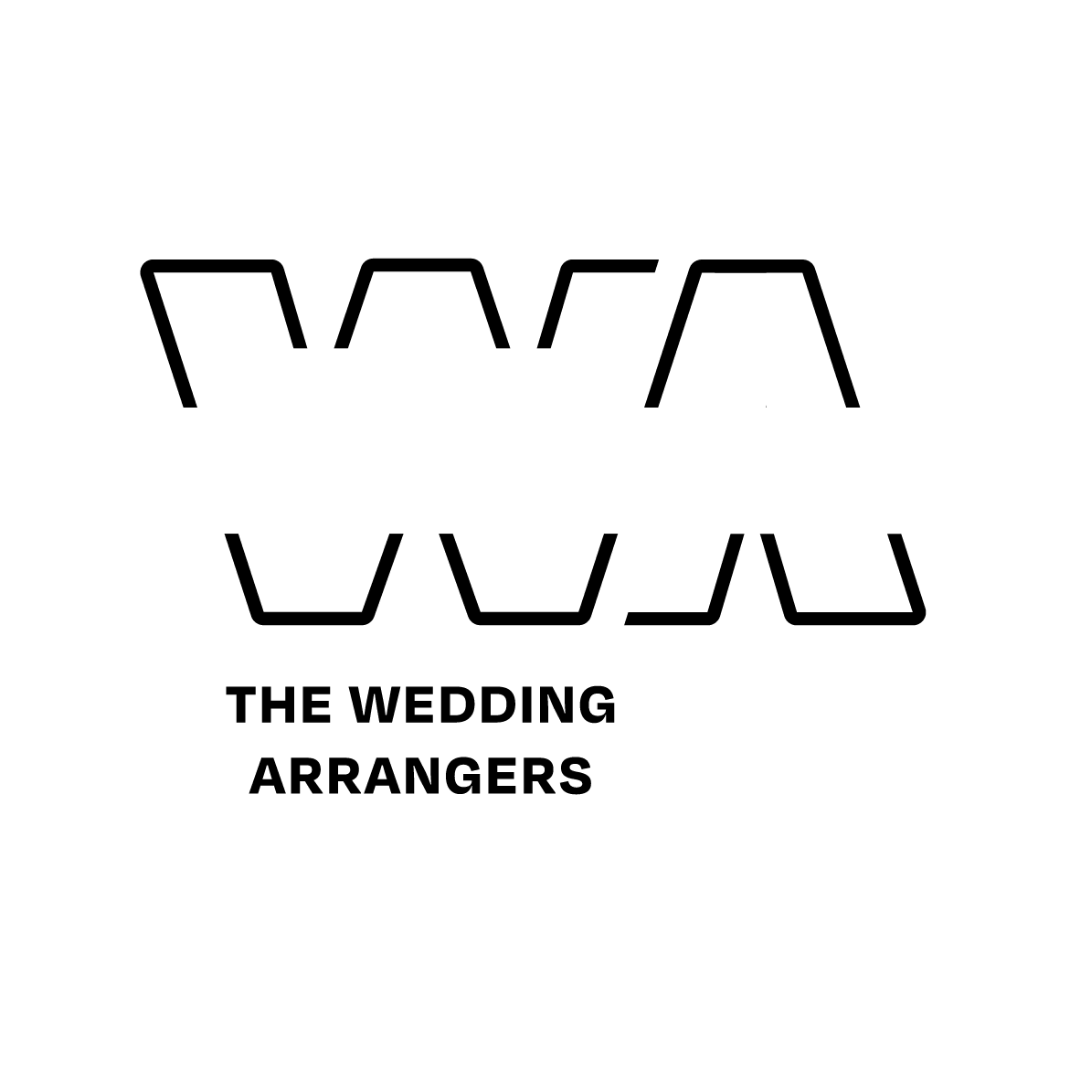 The Wedding Arrangers logo with stylised abstract letters, and the text "The Wedding Arrangers" below in bold black letters.