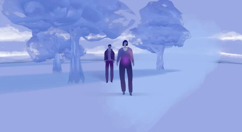 Still from 'Heartbeat ', the award-winning animated VR documentary about Johanna Courtney's first miscarriage. Animation by Simon Ratliff. 