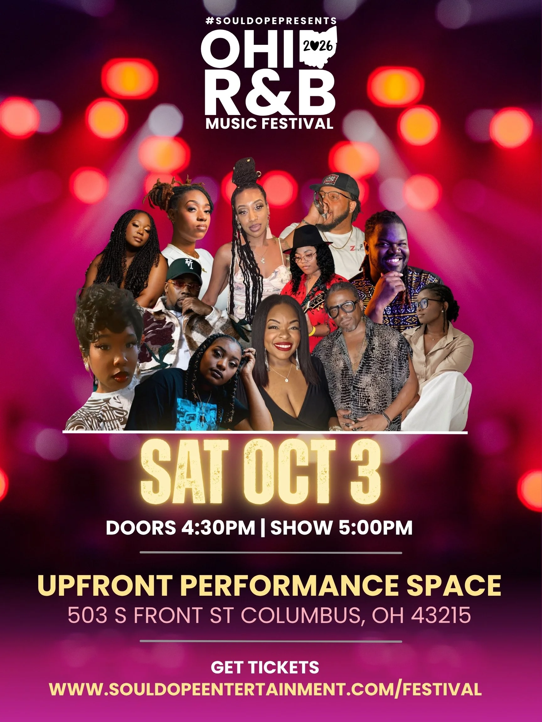 Flyer showing performers for the 2026 Ohio R&B Music Festival