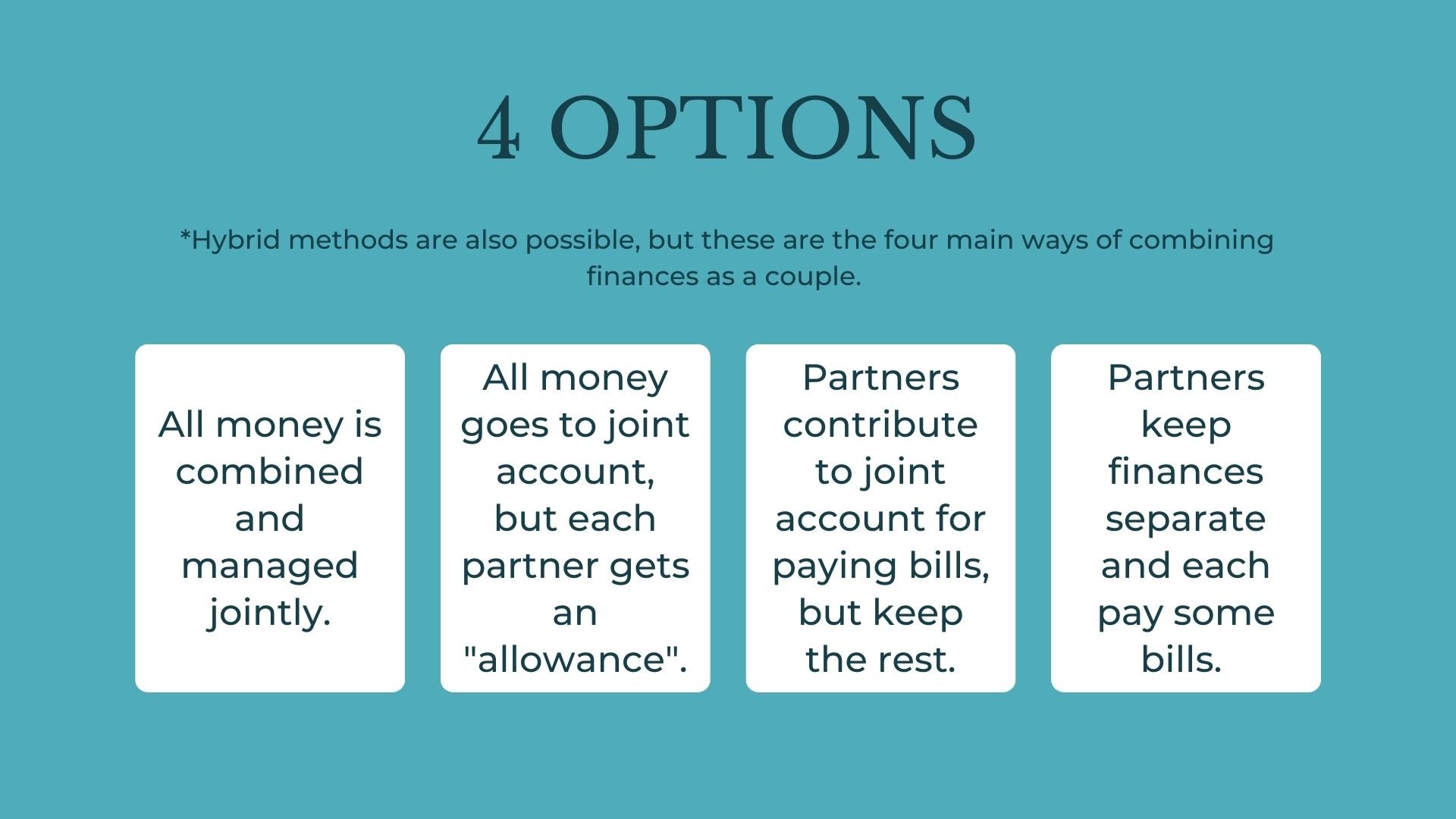 Four Options for Combining Finances after Marriage