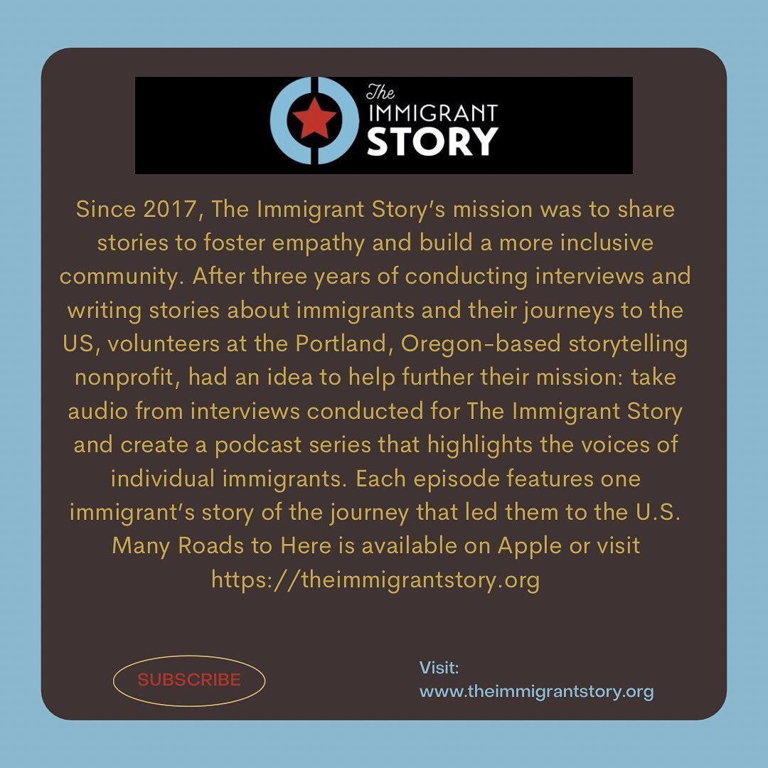 The Immigrant Story (TIS) @theimmigrantstory documents and archives the voices and stories of immigrants in short, accessible visual and written formats. 

Their vision is to provide curated, and relevant content to enhance empathy and create an incl