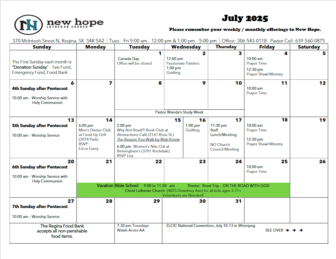 July Calendar
