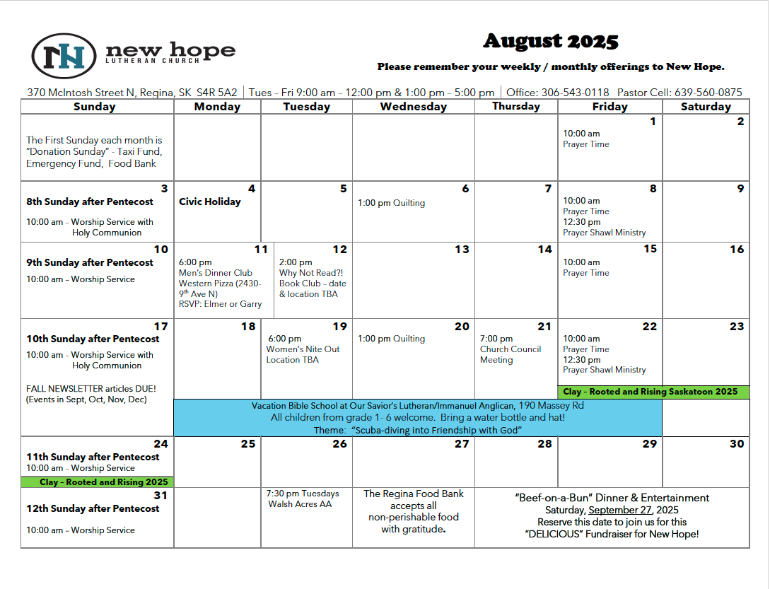August Calendar