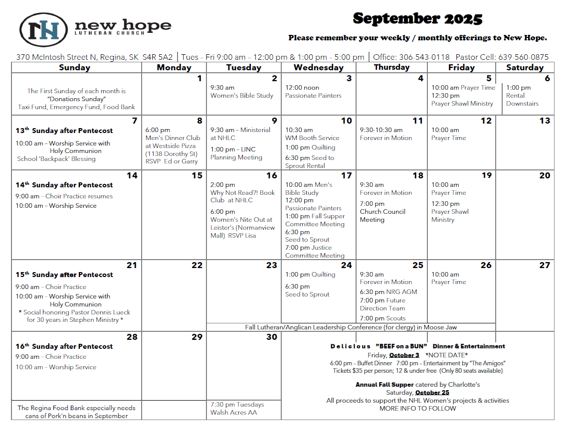 September Calendar