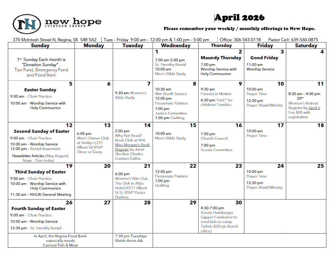 April Calendar