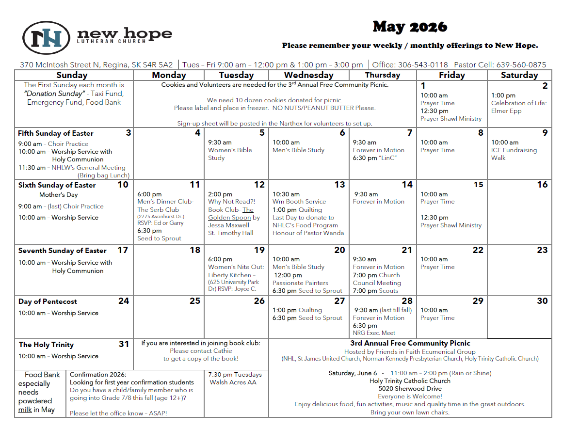 May Calendar
