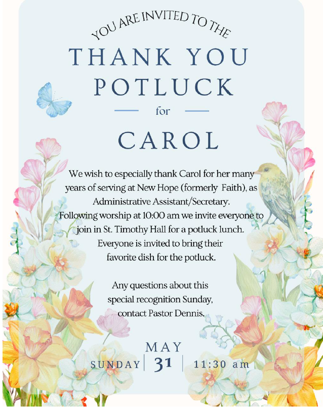 Thank You Potluck for Carol