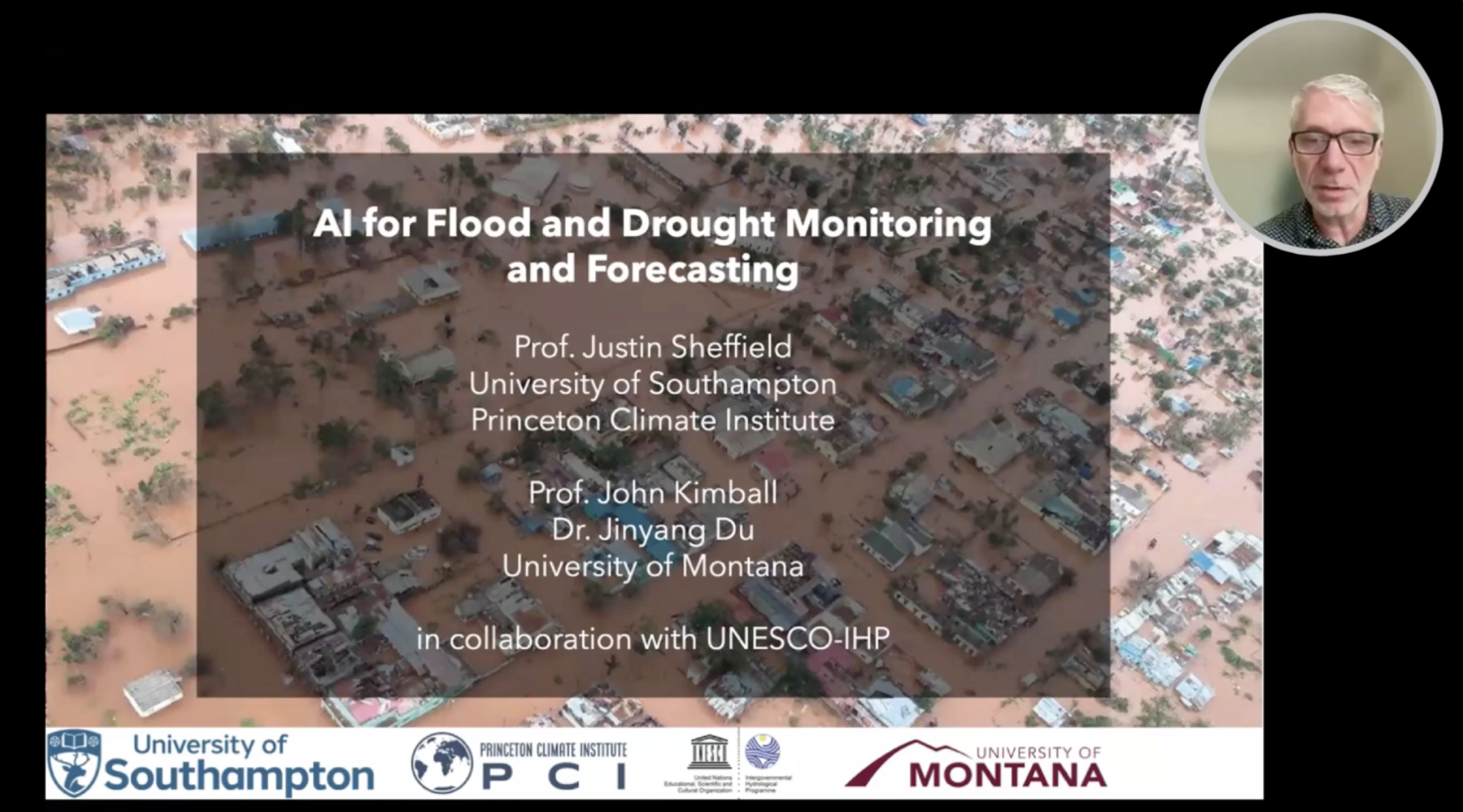 Presentation on AI for flood and drought early warning at UNESCO