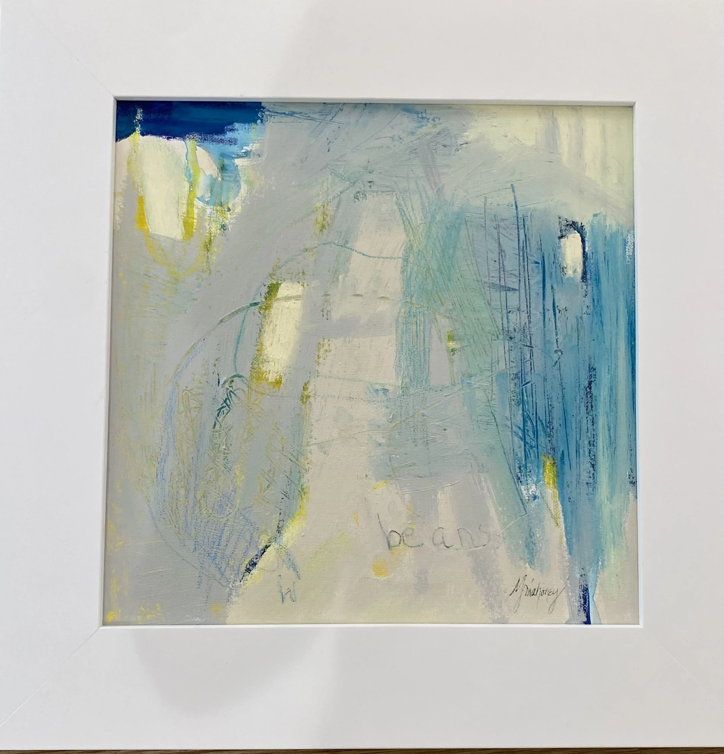 "Mists", 17"x17", framed in White