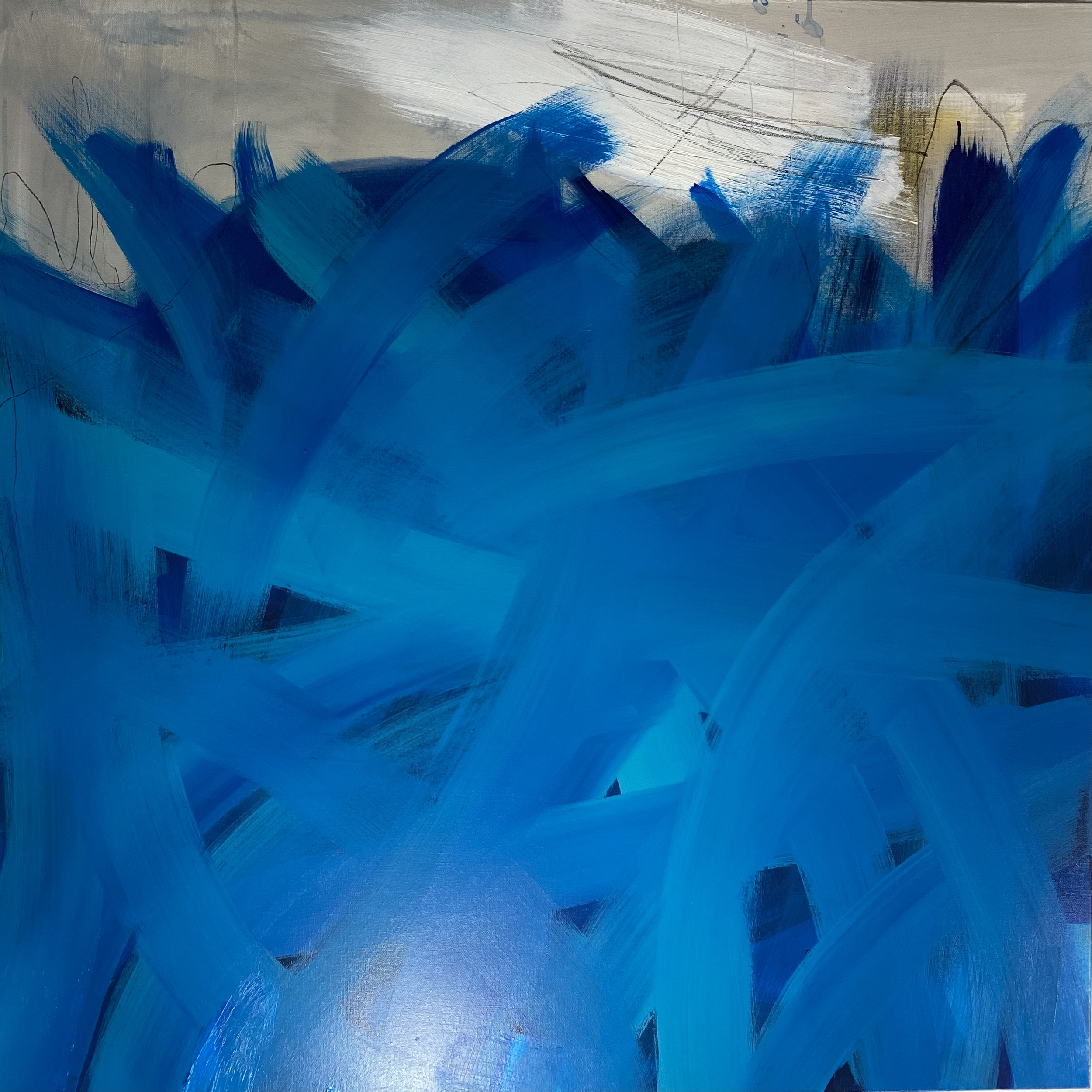 'ISLAND BLUES', 36X36", ACRYLICS ON CANVAS  