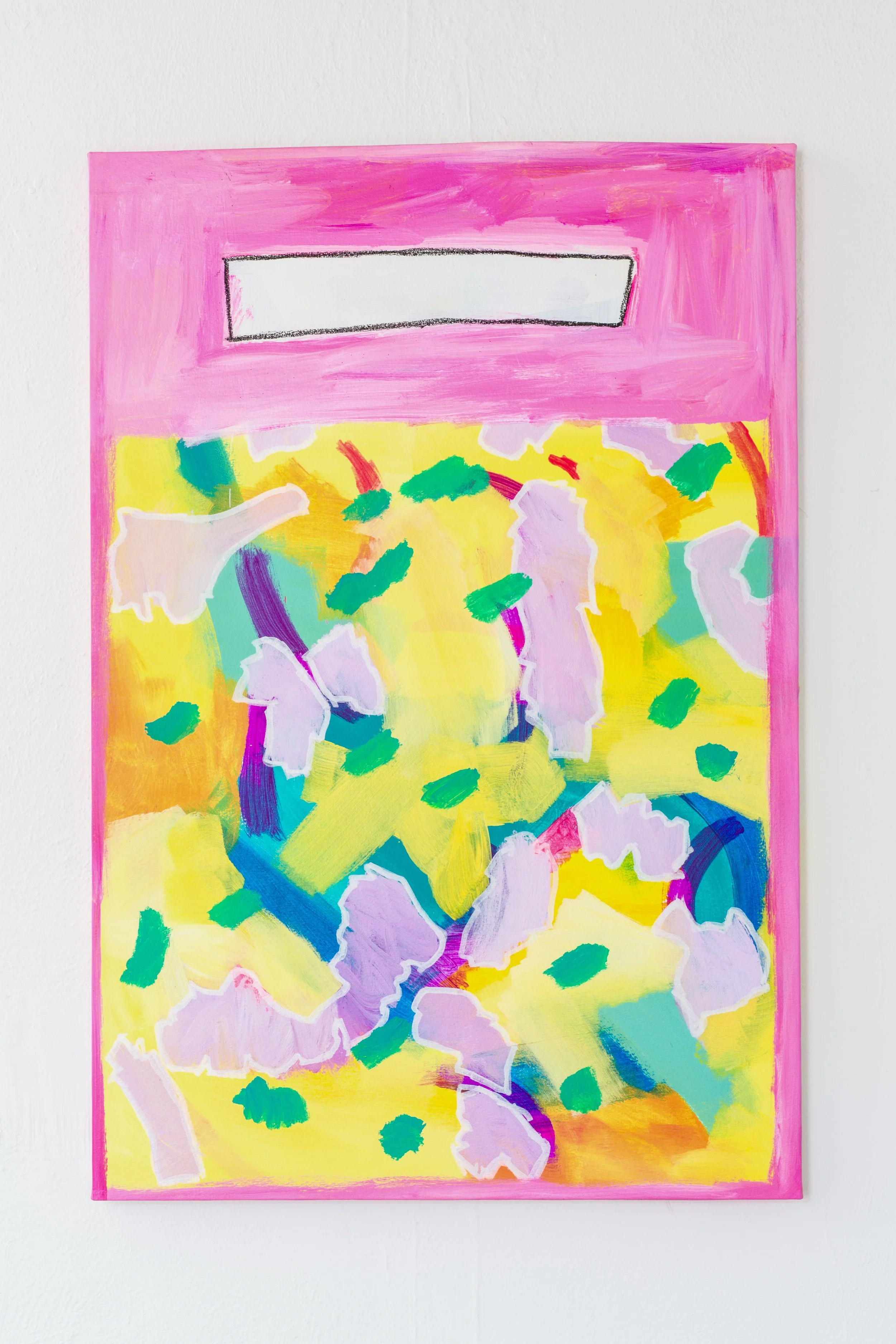 The seeming dynamism of being on top, 2013. 
Oil, acrylic, and charcoal on canvas. 
53.5 x 36 inches (135.9 x 91.4 cm).