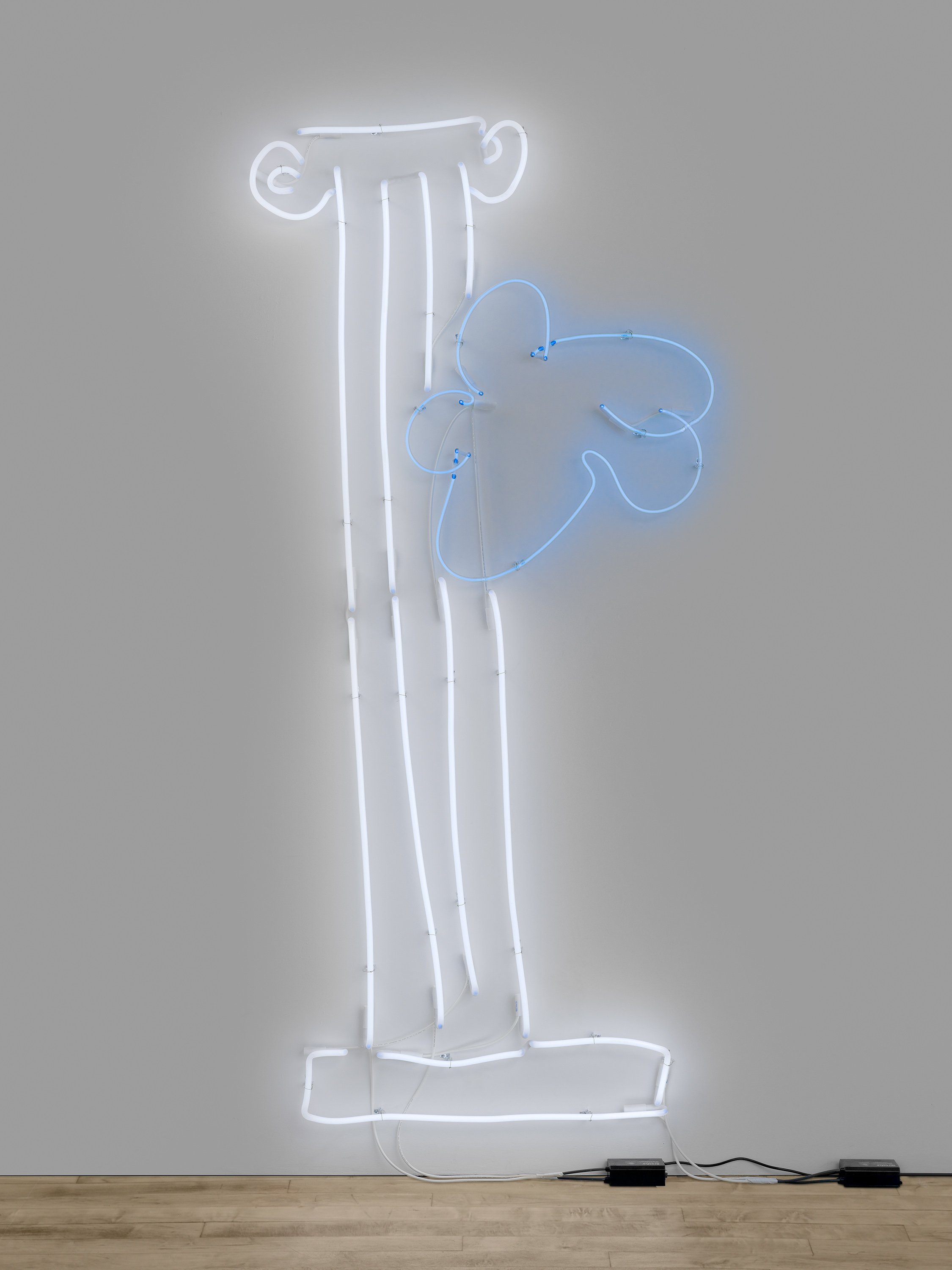 Symbol for a Stylite, 2025. 
Neon. 
95 1/4 x 44 1/2 x 2 1/4 inches (241.3 x 113 x 5.7 cm).