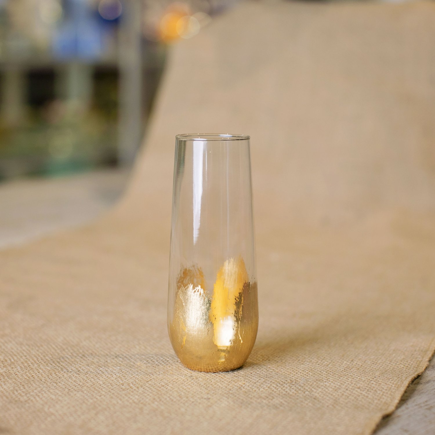 Party Set of 4 Gold Stemless Flute Glasses