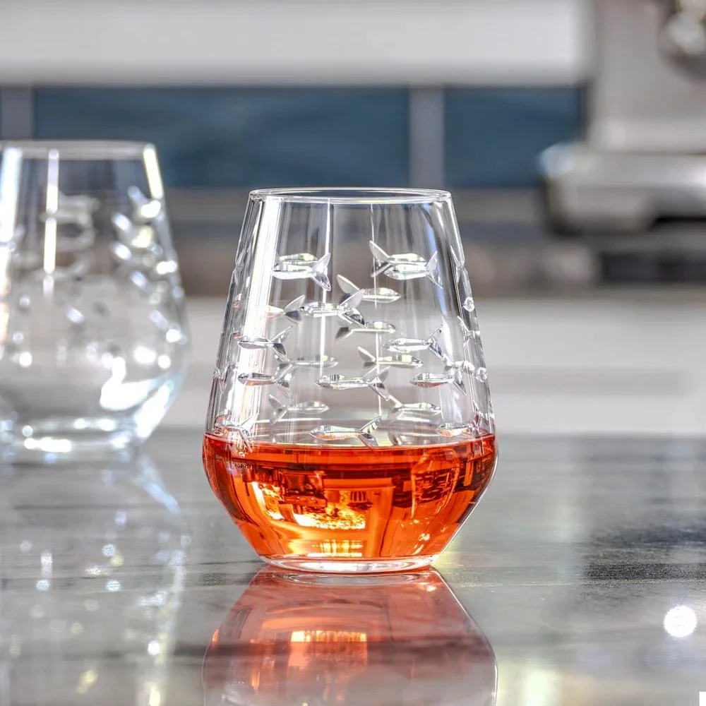 Rolf Glass School of Fish Stemless Wine  Hillyer House