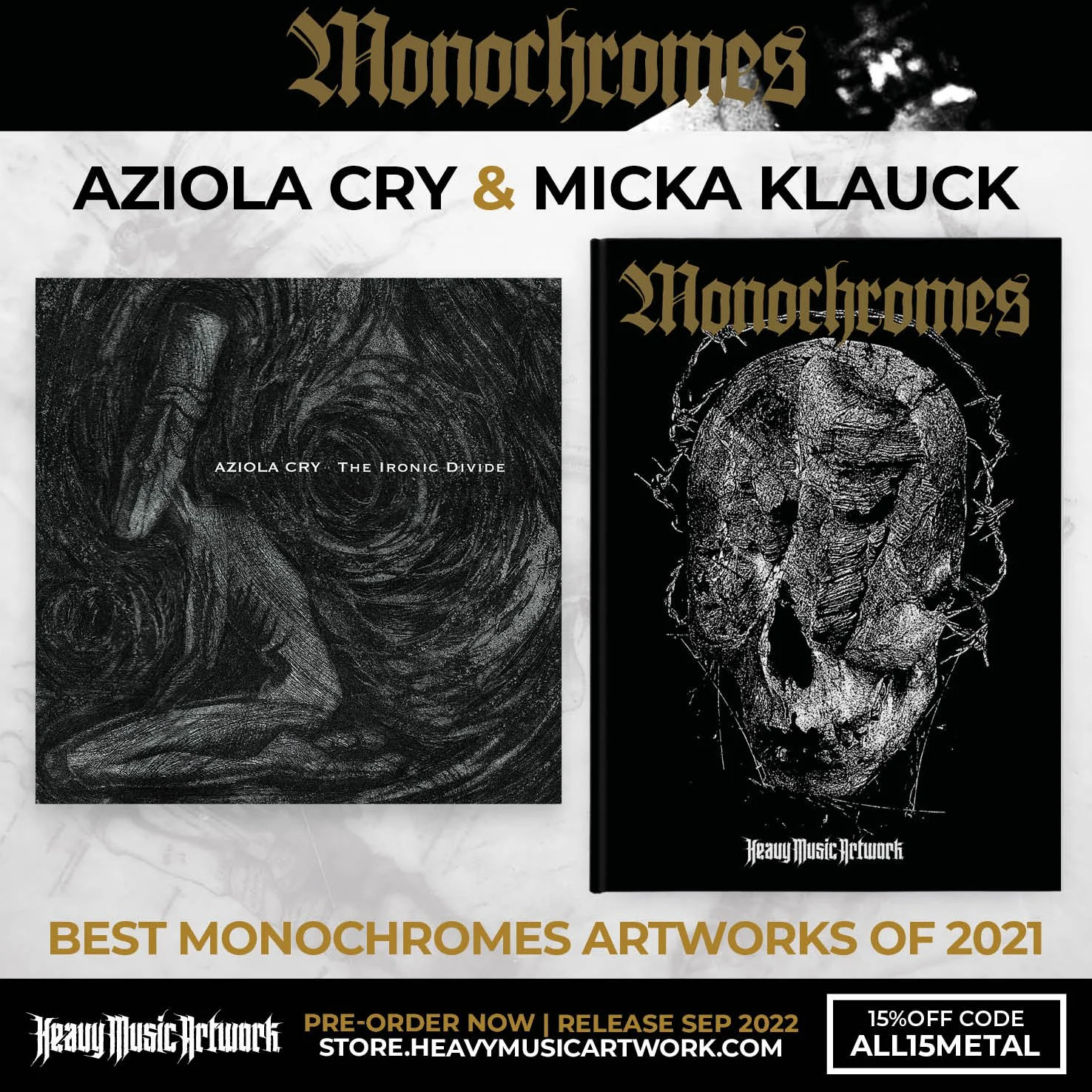 Aziola Cry Artwork featured in "Monochromes" 