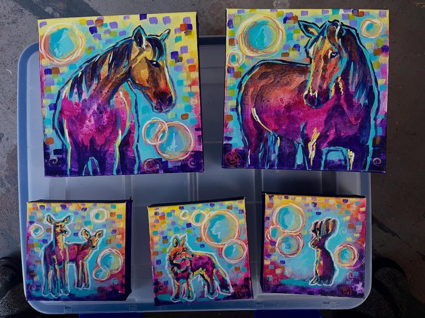 These are going to Ghostwolf Tuesday for the December smalls wall of gifty sized paintings. 

#shoplocal #supportartists #ghostwolfgallery #oldtownalbuquerque
