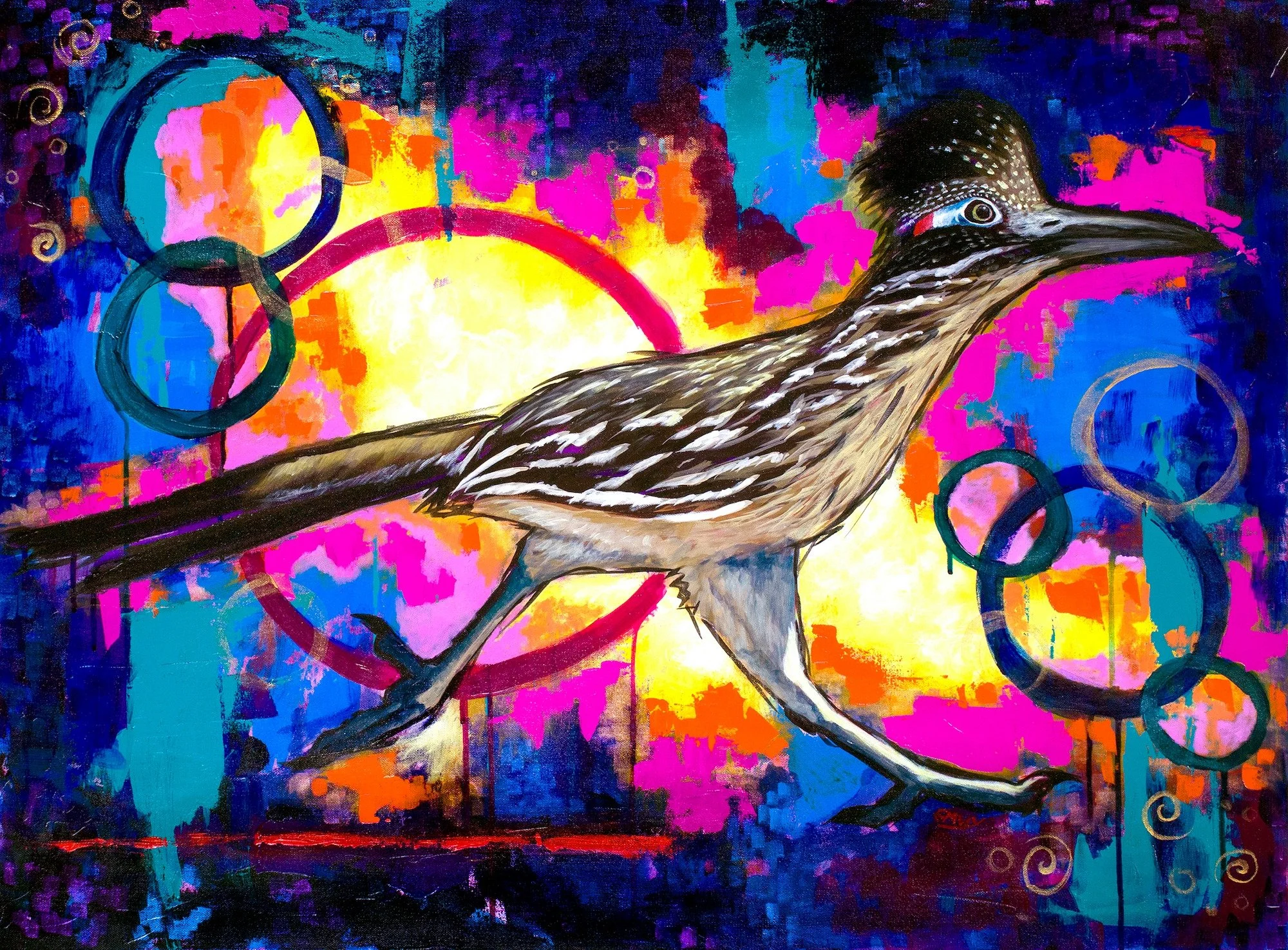 In December, this roadrunner painting sold, and I waited to post about it because it was someone's Christmas gift. I'm so happy it has found a home. 

It's funny, because I randomly decided to take it to Ghostwolf after sort of hoarding it to myself 